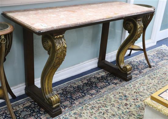 A George IV parcel gilt mahogany marble top console table W.156cm
